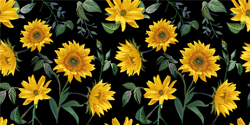 Tappeto vinile fiori girasoli vintage - TenStickers