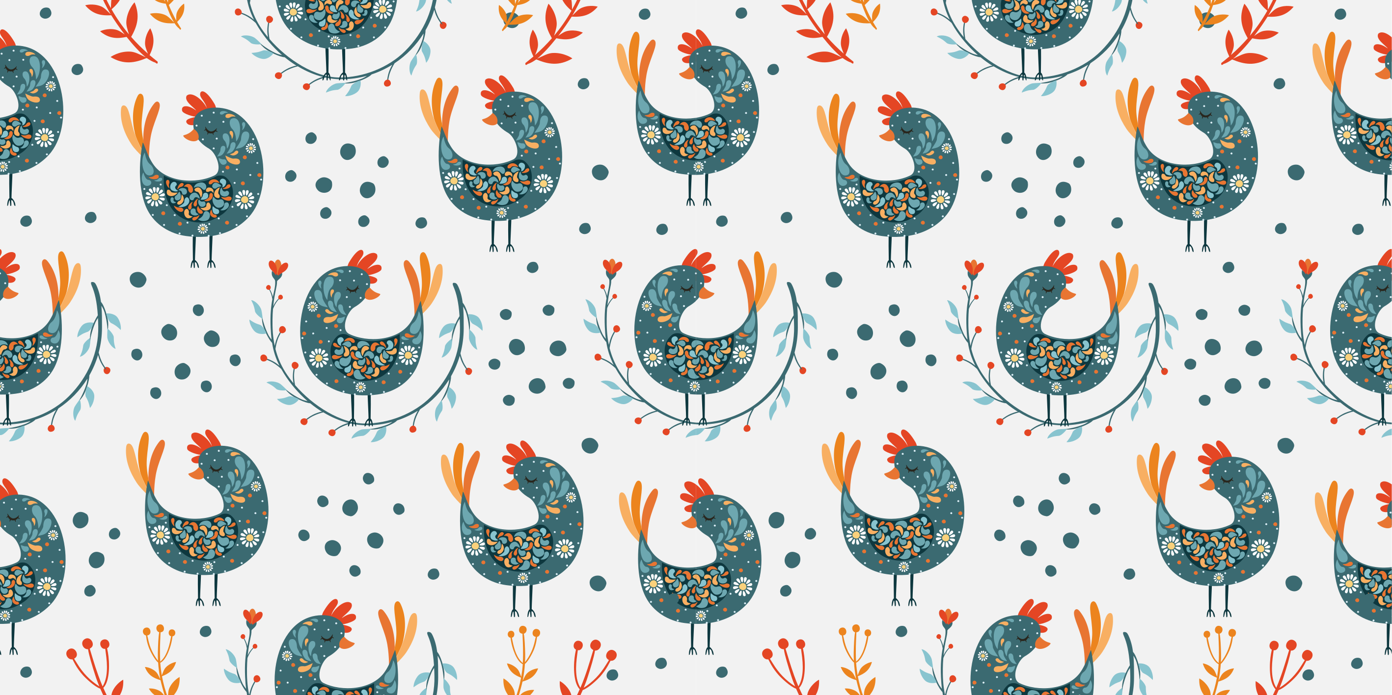 Tappeto vinile fiori galline e fiori - TenStickers