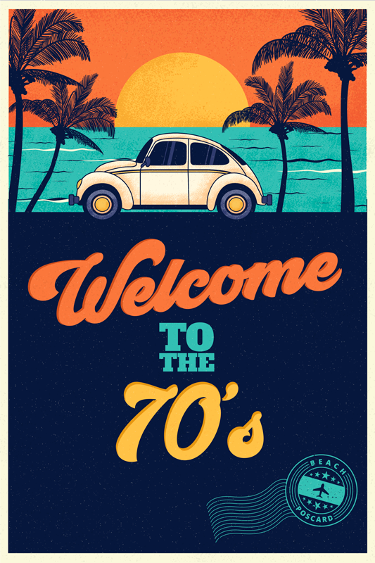 Tappeto vinile vintage benvenuti negli anni '70 - TenStickers