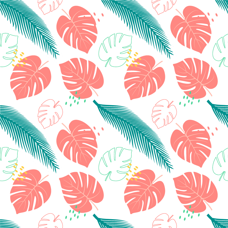 Tappeto vinile fiori foglie tropicali rosa - TenStickers