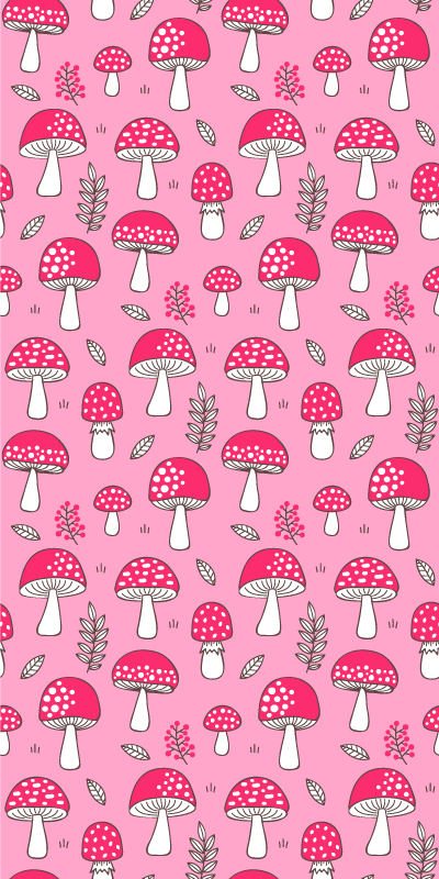 Tappeto vinile fiori funghi rosa classici - TenStickers