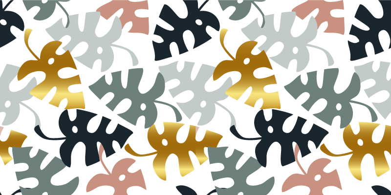 Tappeto vinile fiori foglie dorate e multicolori - TenStickers