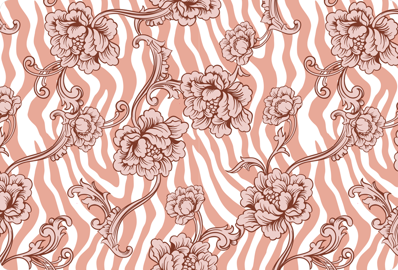 Tappeto vinile fiori stampa zebra e fiori corallo - TenStickers