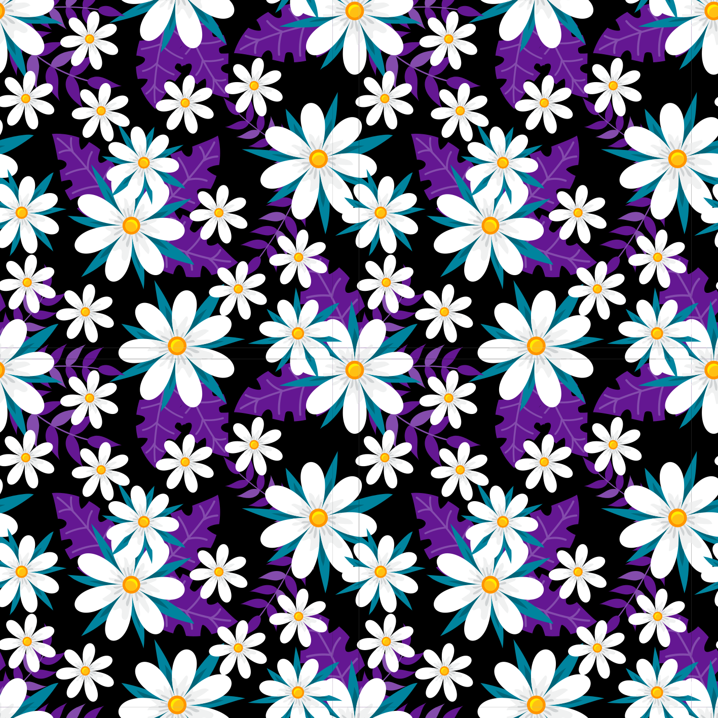 Tappeto vinile fiori fiori su sfondo nero - TenStickers