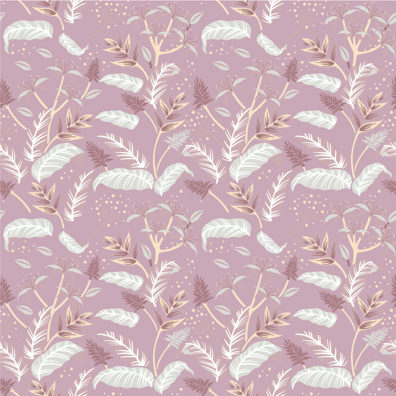 Tappeto vinile fiori design foglie tropicali rosa - TenStickers