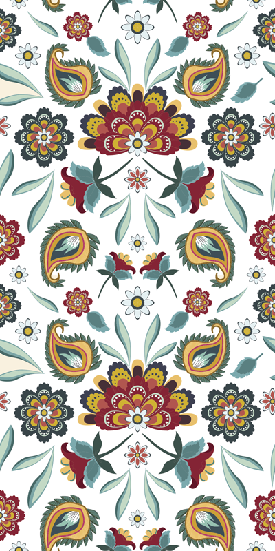 Tappeto vinile fiori stile floreale etnico - TenStickers