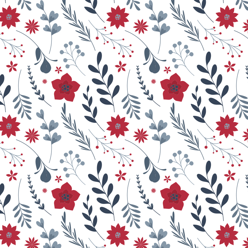 Tappeto vinile fiori motivo floreale rosso e bianco - TenStickers