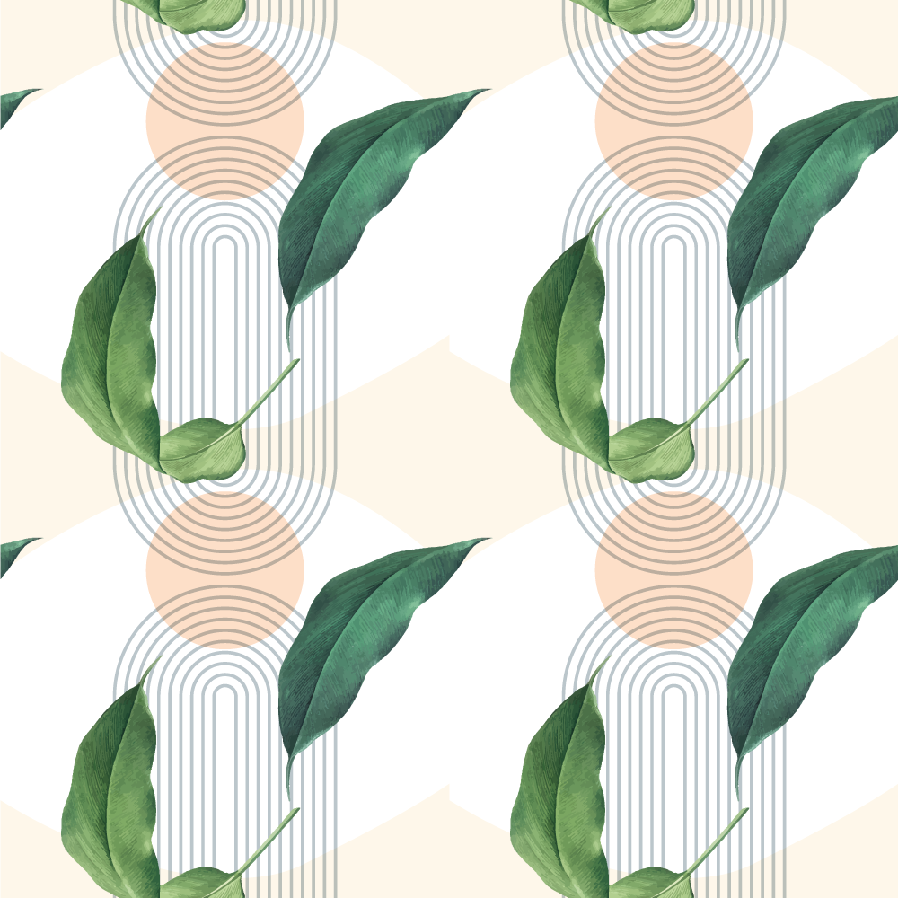 Tappeto vinile fiori foglia verde su sfondo rosa - TenStickers