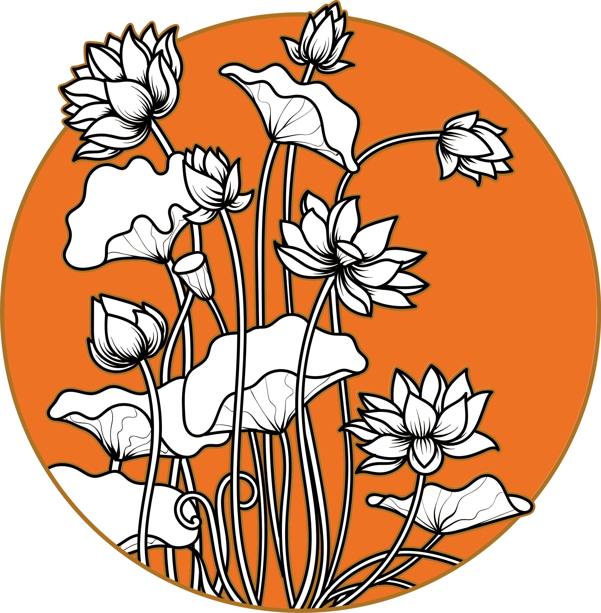 Tappeto vinile fiori illustrazione loto stile giapponese - TenStickers