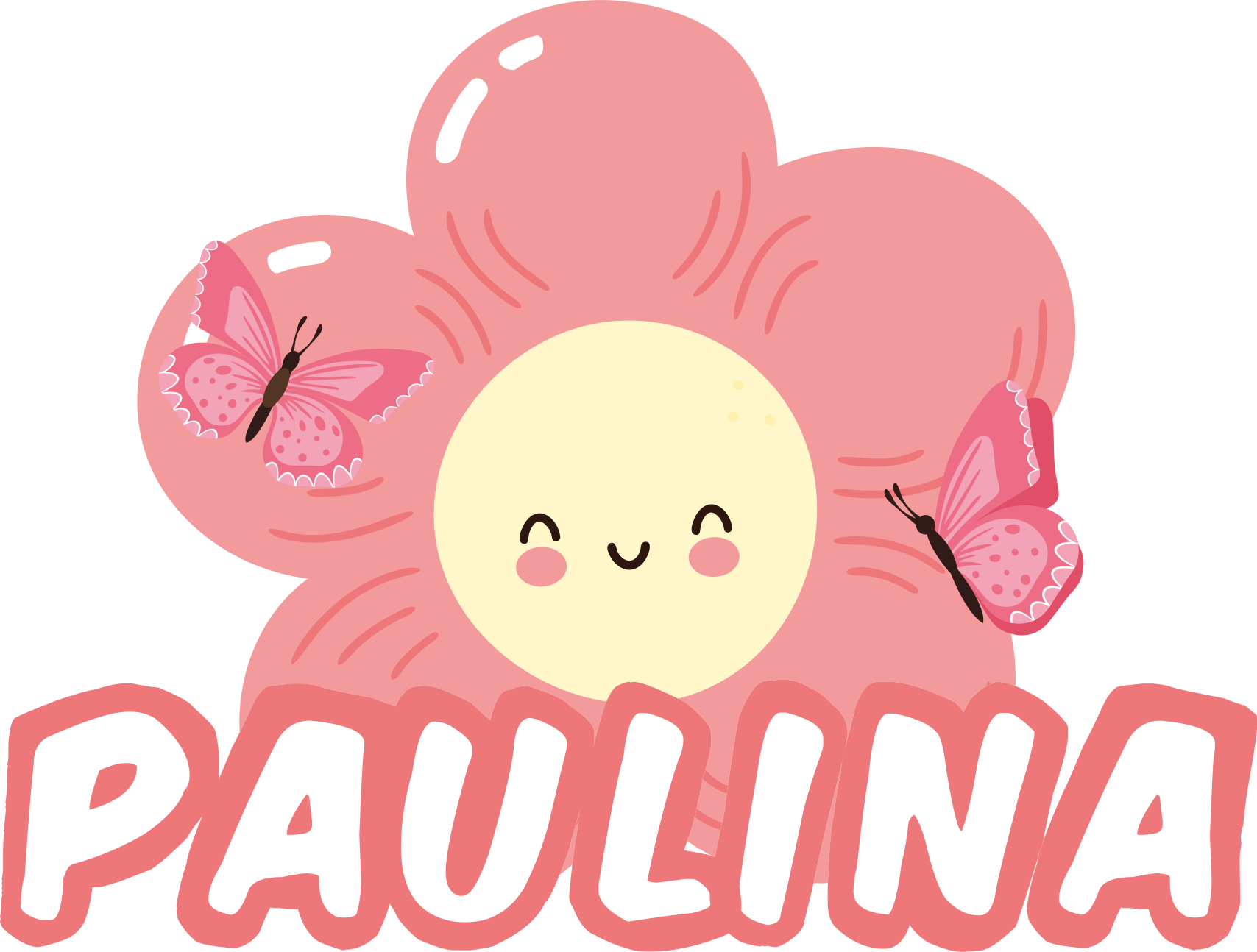 Tappeto vinile fiori farfalla e nome - TenStickers