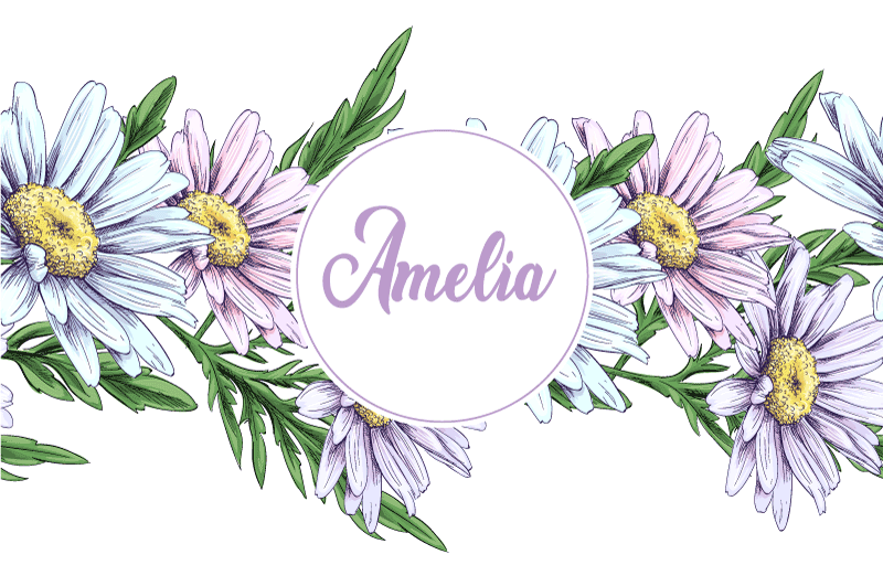 Tappeto vinile fiori design margherita con nome - TenStickers