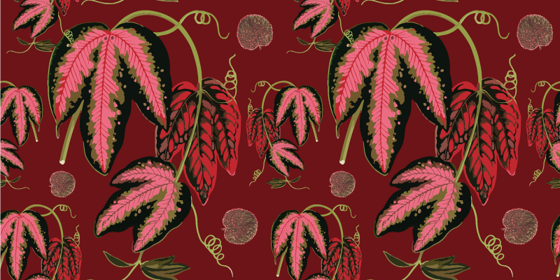 Tappeto vinile fiori maranta rossa colori caldi - TenStickers