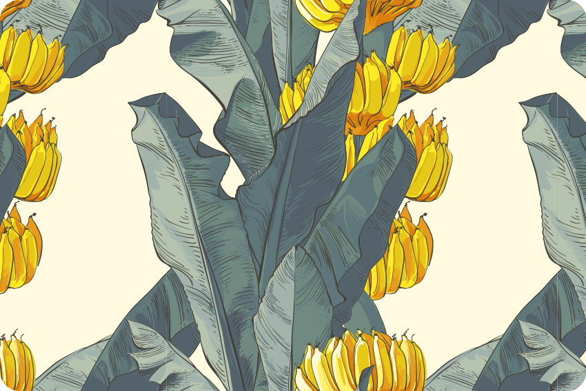 Tappeto vinile fiori motivo artistico palma banana - TenStickers