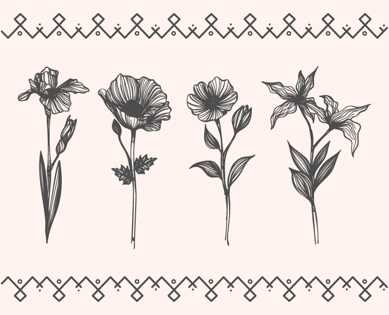 Tappeto vinile fiori botanica vintage realistica - TenStickers