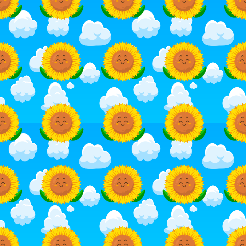 Tappeto vinile fiori fiore giallo sorridente nel cielo - TenStickers