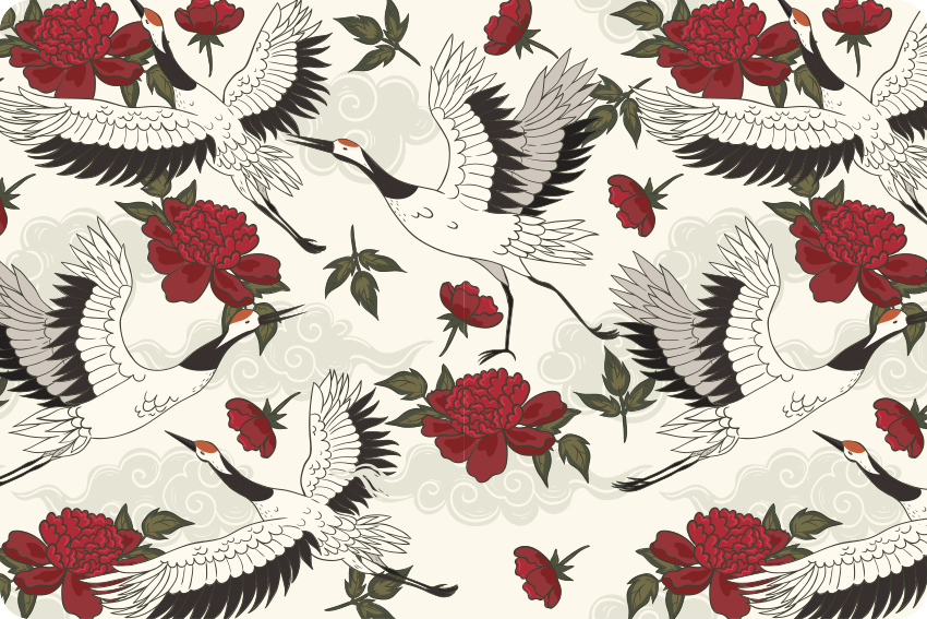 Tappeto vinile fiori tonalità terra con uccelli - TenStickers