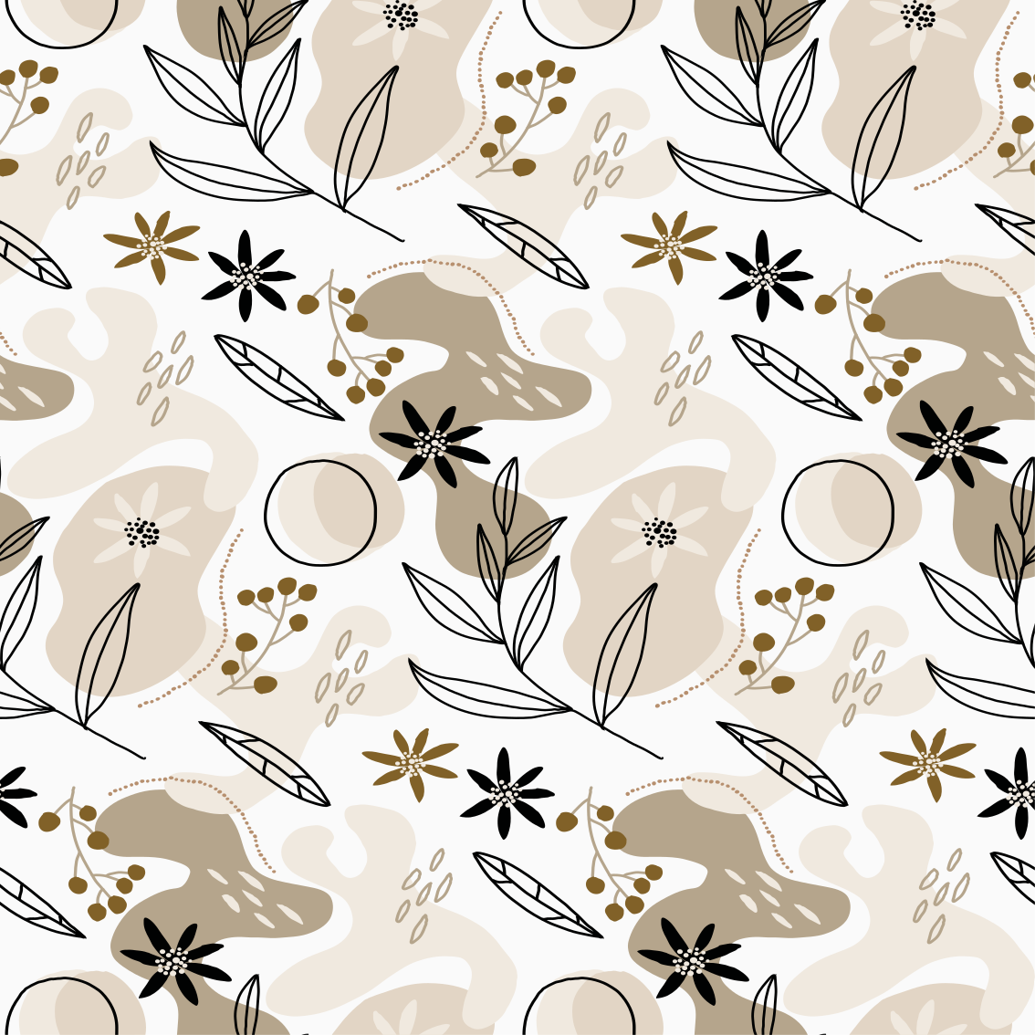 Tappeto vinile fiori motivo elegante foglie rosa e beige - TenStickers