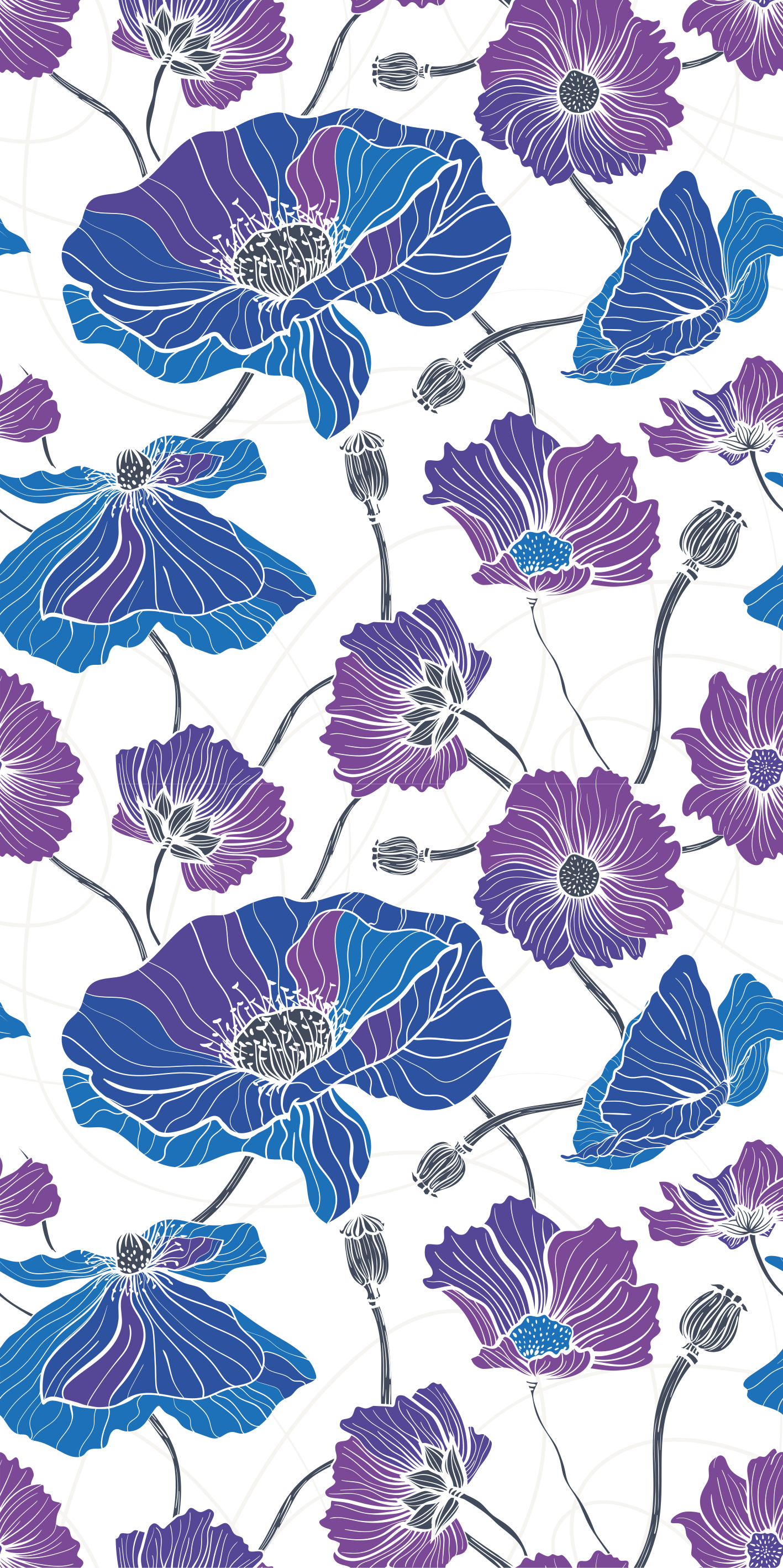 Tappeto vinile fiori fiori blu e viola da giardino - TenStickers