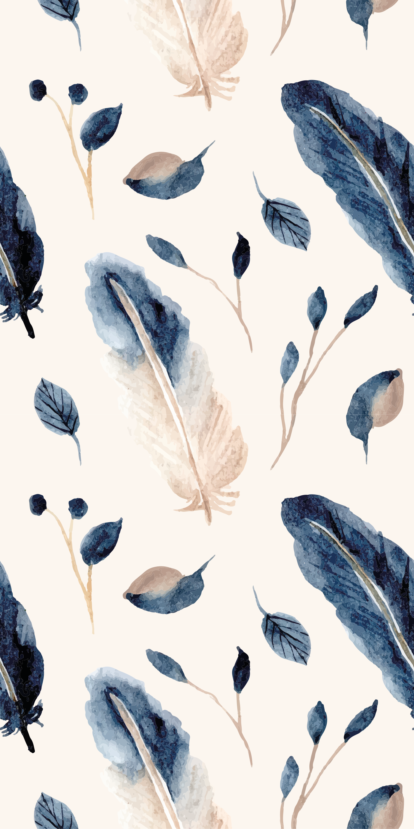 Tappeto vinile fiori foglie e piume volanti - TenStickers