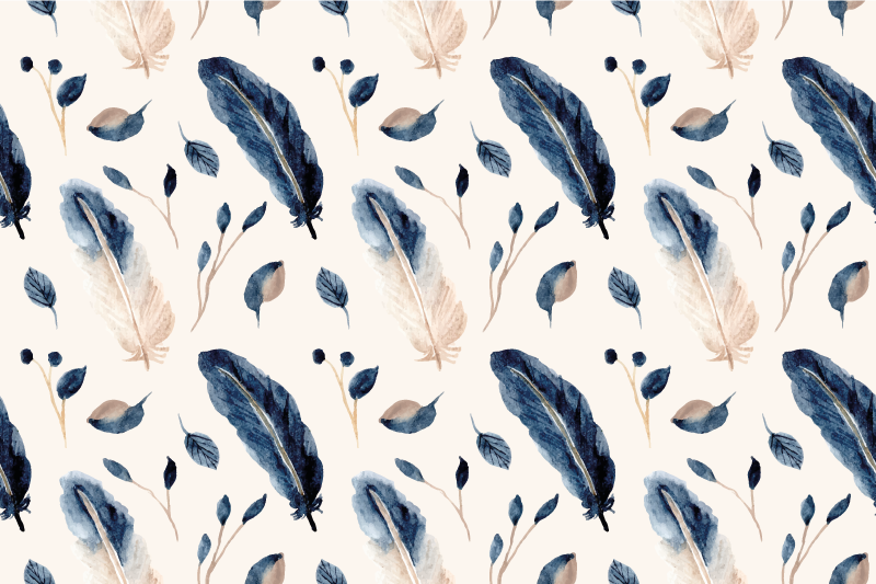 Tappeto vinile fiori foglie e piume volanti - TenStickers