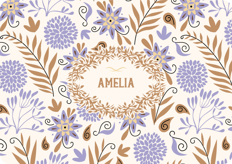 Tappeto vinile fiori motivo fiori vintage dipinti a mano - TenStickers