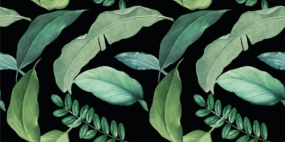 Tappeto vinile fiori foglie grigio scuro notturne - TenStickers