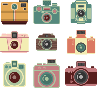Tappeto vinile sala da pranzo macchine fotografiche vintage - TenStickers