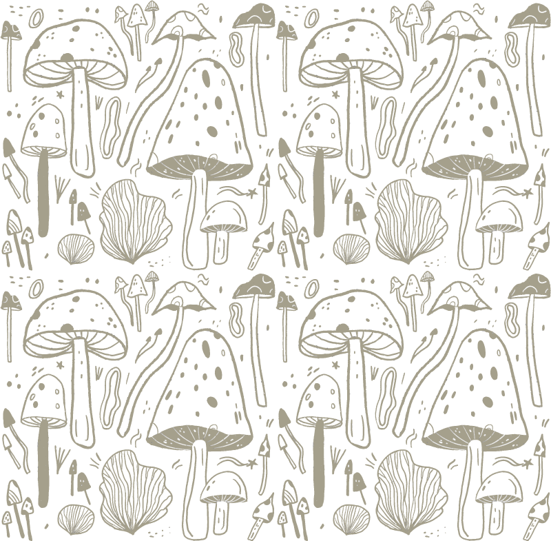 Tappeto vinile sala da pranzo motivo funghi beige - TenStickers