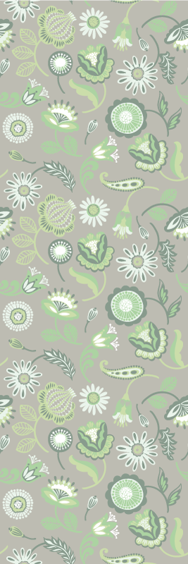 Tappeto pvc cucina motivo fiori verdi delicati - TenStickers