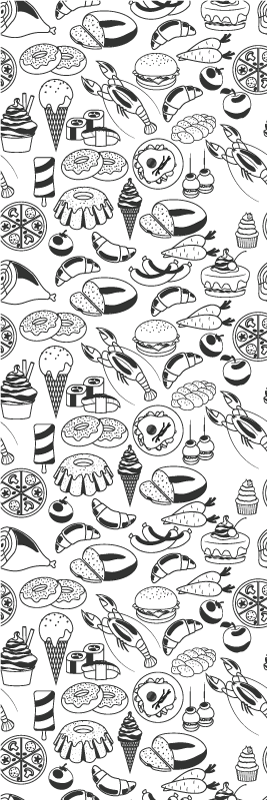 Tappeto pvc cucina motivo doodle alimentare - TenStickers