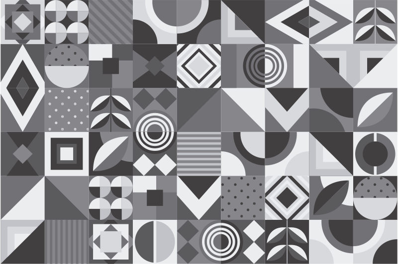 Tappeto vinile bagno piastrelle geometriche grigie - TenStickers