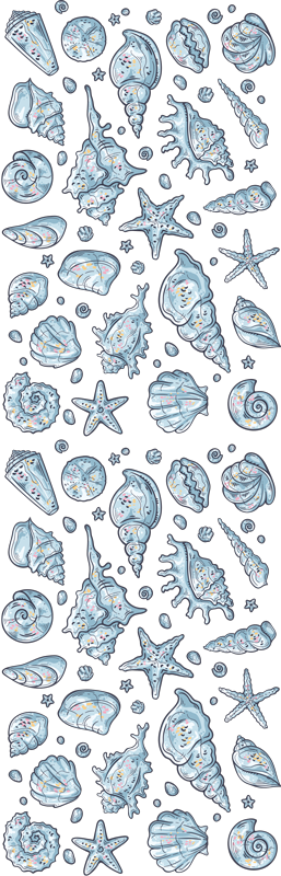 Tappeto vinile bagno schizzi di conchiglie doccia - TenStickers