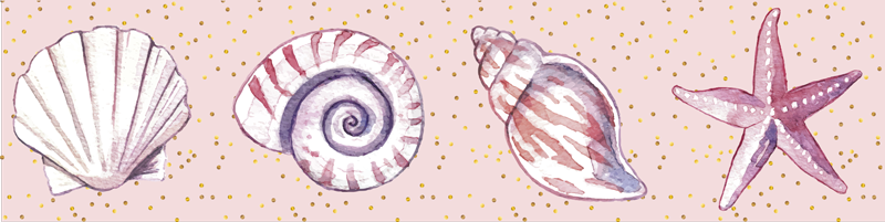 Tappeto vinile bagno vita marina border - TenStickers