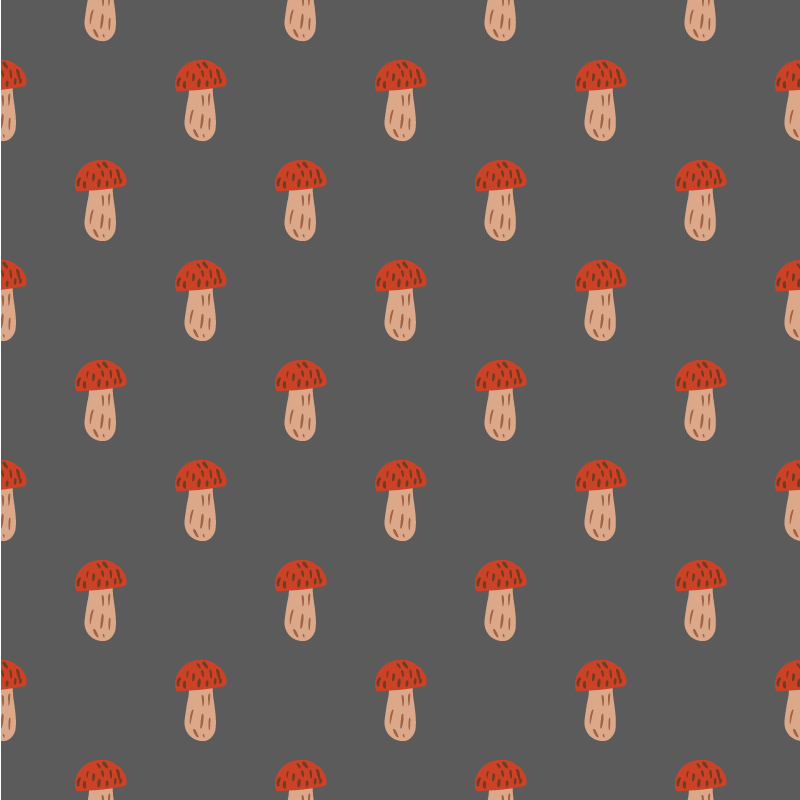 Tappeto vinile fiori funghi classici sfondo grigio - TenStickers