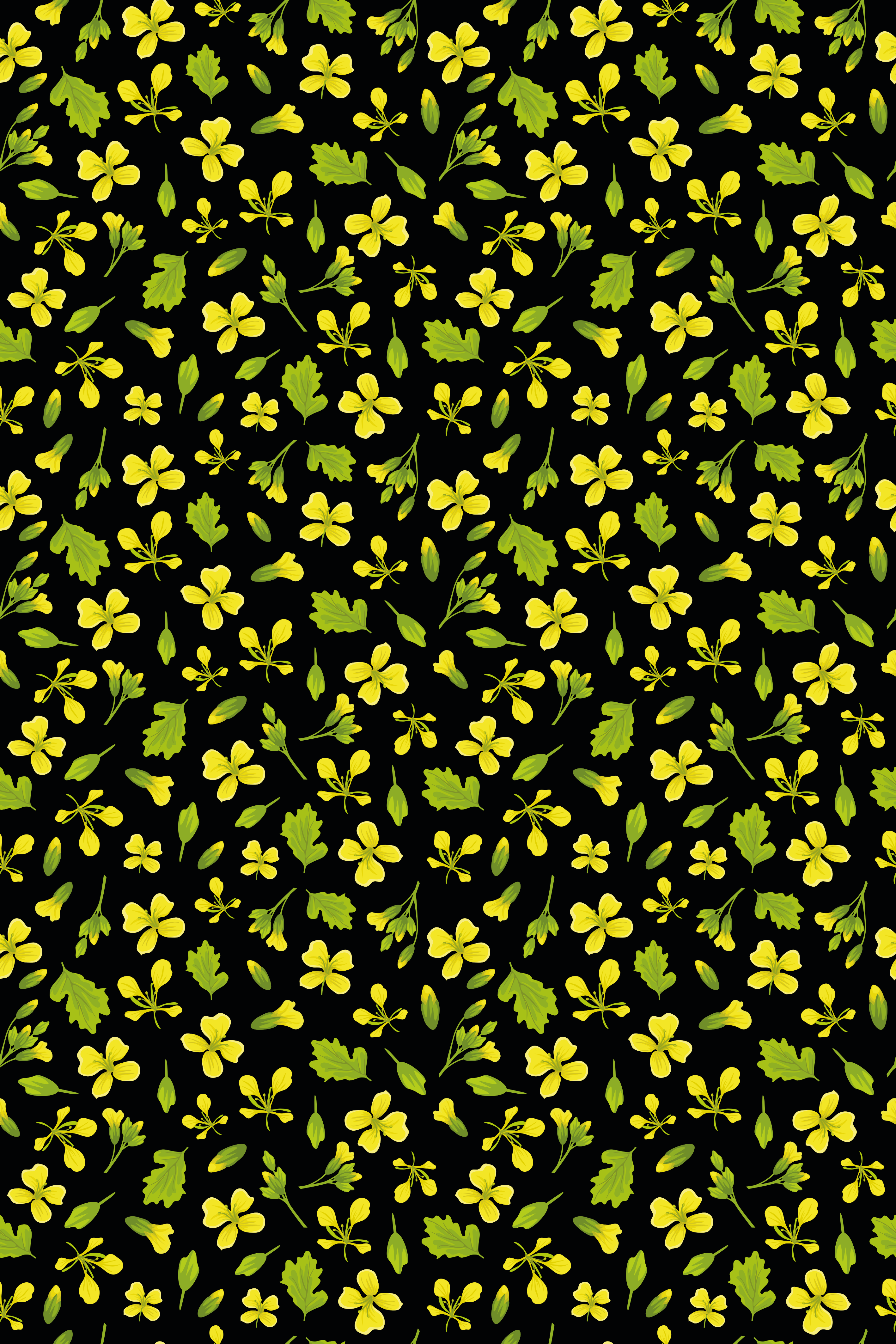 Tappeto vinile fiori sfondo nero con giallo - TenStickers