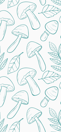 Tappeto vinile fiori motivo funghi bianchi e azzurri - TenStickers