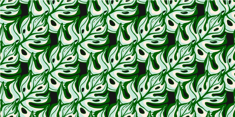 Tappeto vinile fiori motivo floreale nero e verde - TenStickers