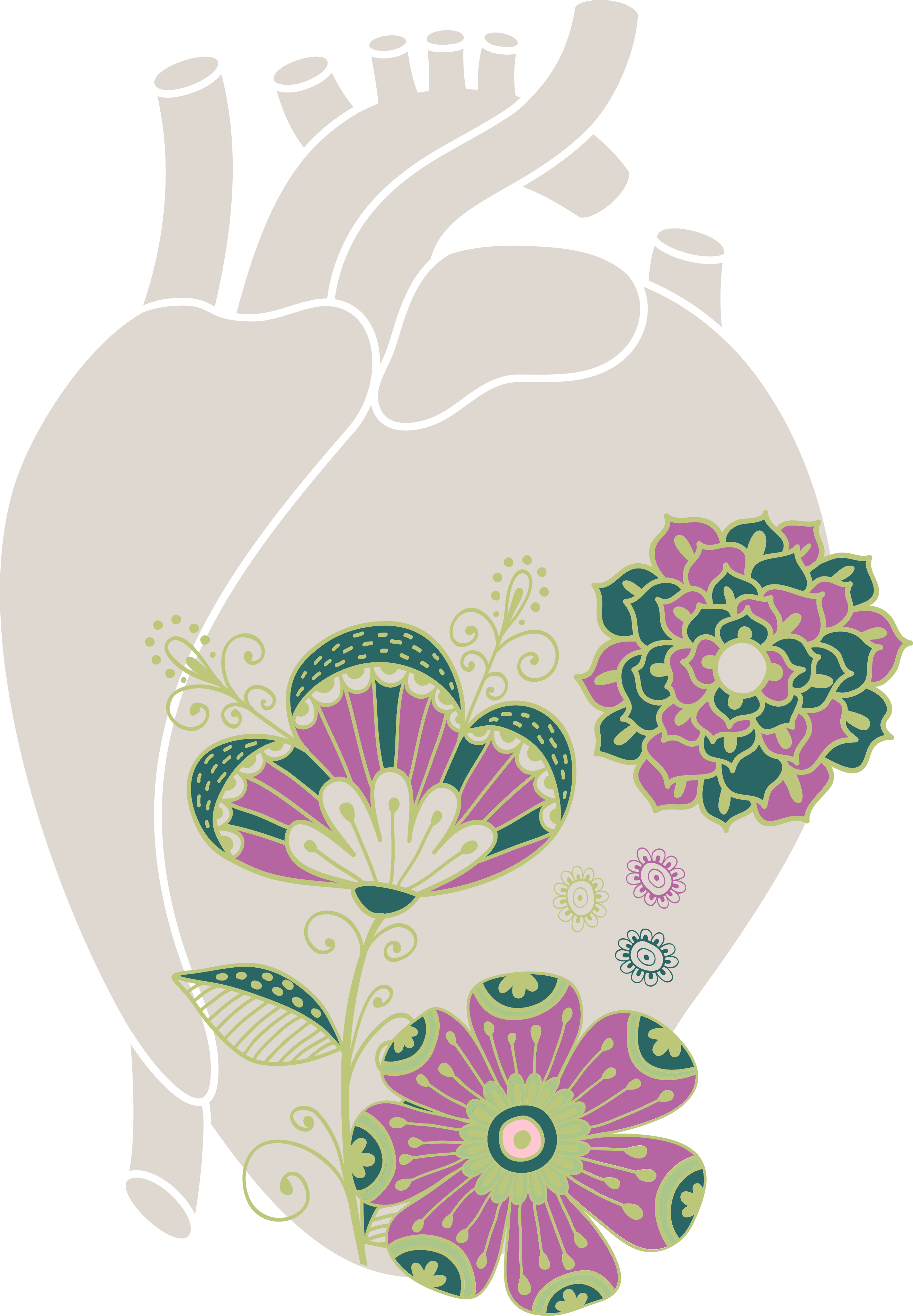 Tappeto vinile fiori cuore anatomico con fiori rossi - TenStickers