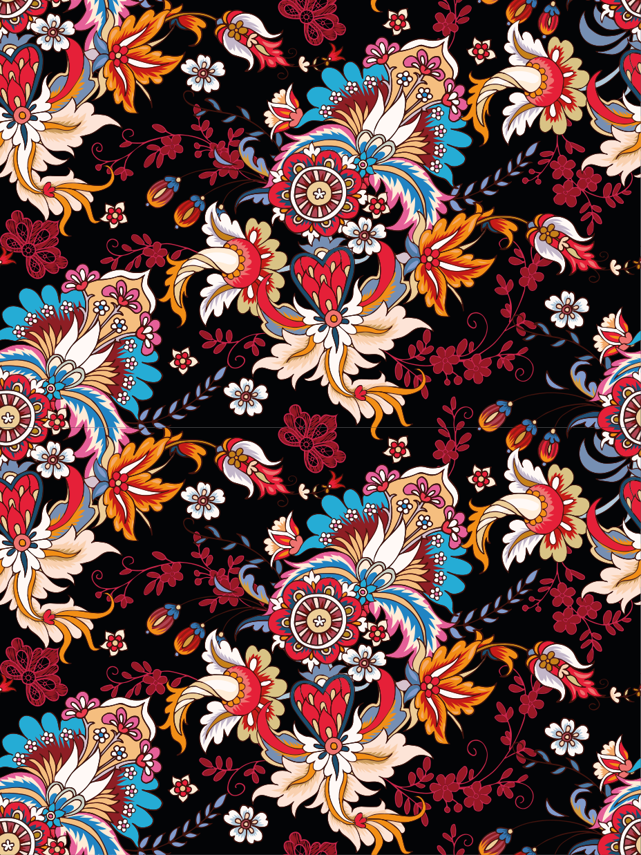 Tappeto vinile fiori arte popolare etnica moderna - TenStickers