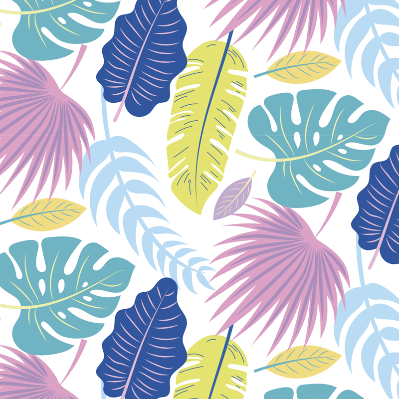 Tappeto vinile fiori motivi foglie colorate - TenStickers