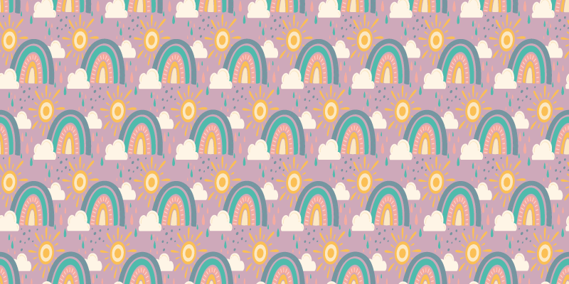 Tappeto vinile fiori arcobaleni giocosi e colorati - TenStickers