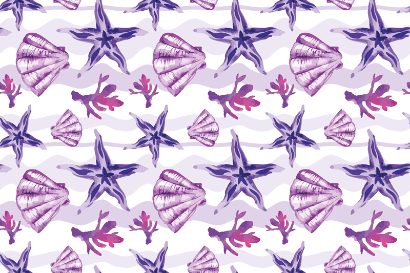 Tappeto vinile fiori motivo conchiglie corallo - TenStickers