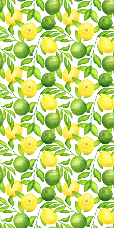 Tappeto vinile fiori motivo limone e lime - TenStickers
