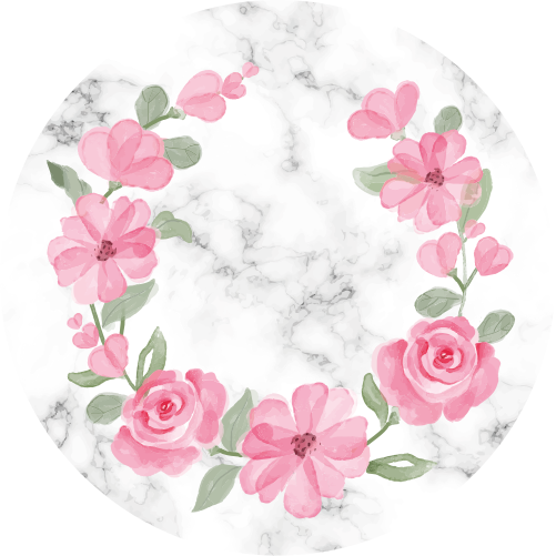 Tappeto vinile camera da letto corone di fiori e marmo - TenStickers