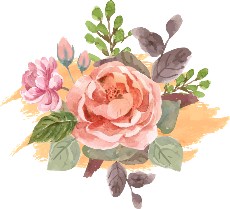 Tappeto vinile camera da letto composizione fiori rosa - TenStickers
