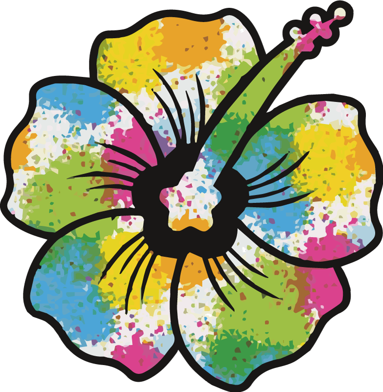 Tappeto vinile camera da letto fiori di ibisco colorati - TenStickers