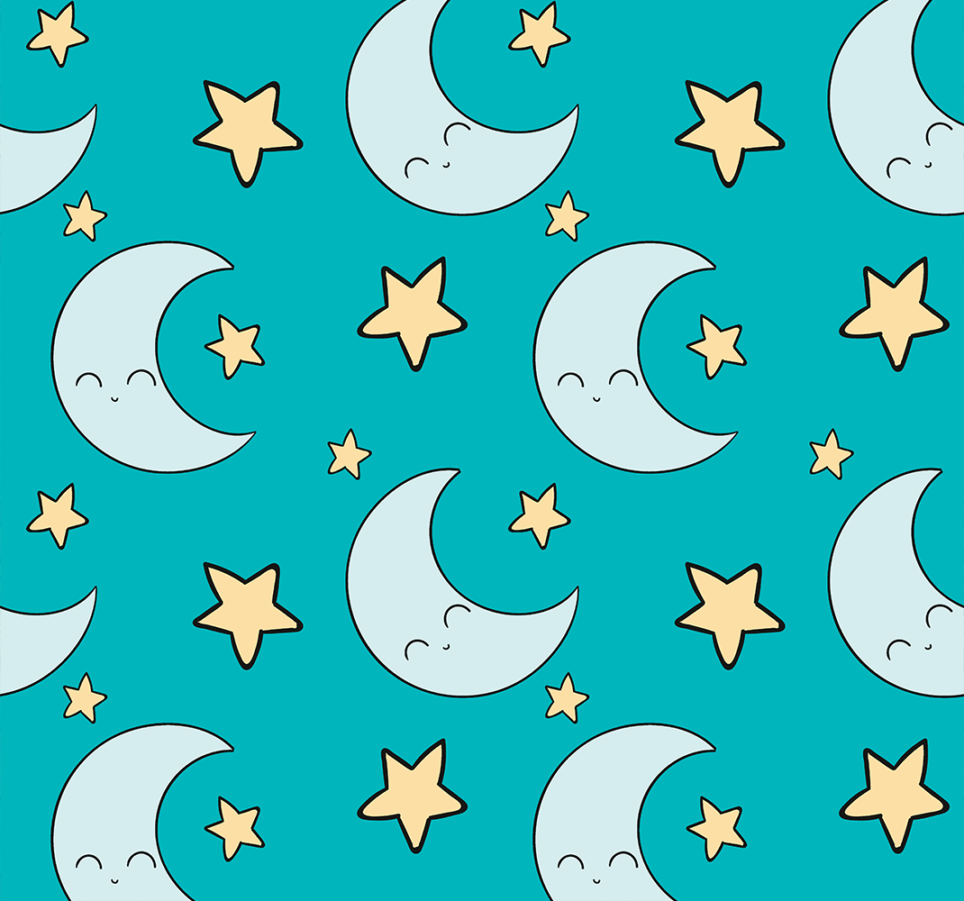 Tappetto vinile stelle lune felici blu - TenStickers