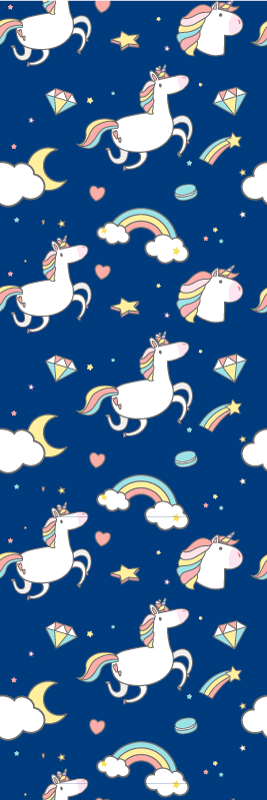 Tappetto vinile stelle unicorni e arcobaleni - TenStickers