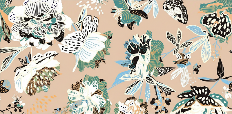 Tappeto in vinile soggiorno fiori beige neutri - TenStickers