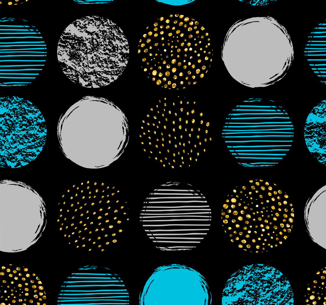 Tappeto vinile geometrico a pois su sfondo nero - TenStickers